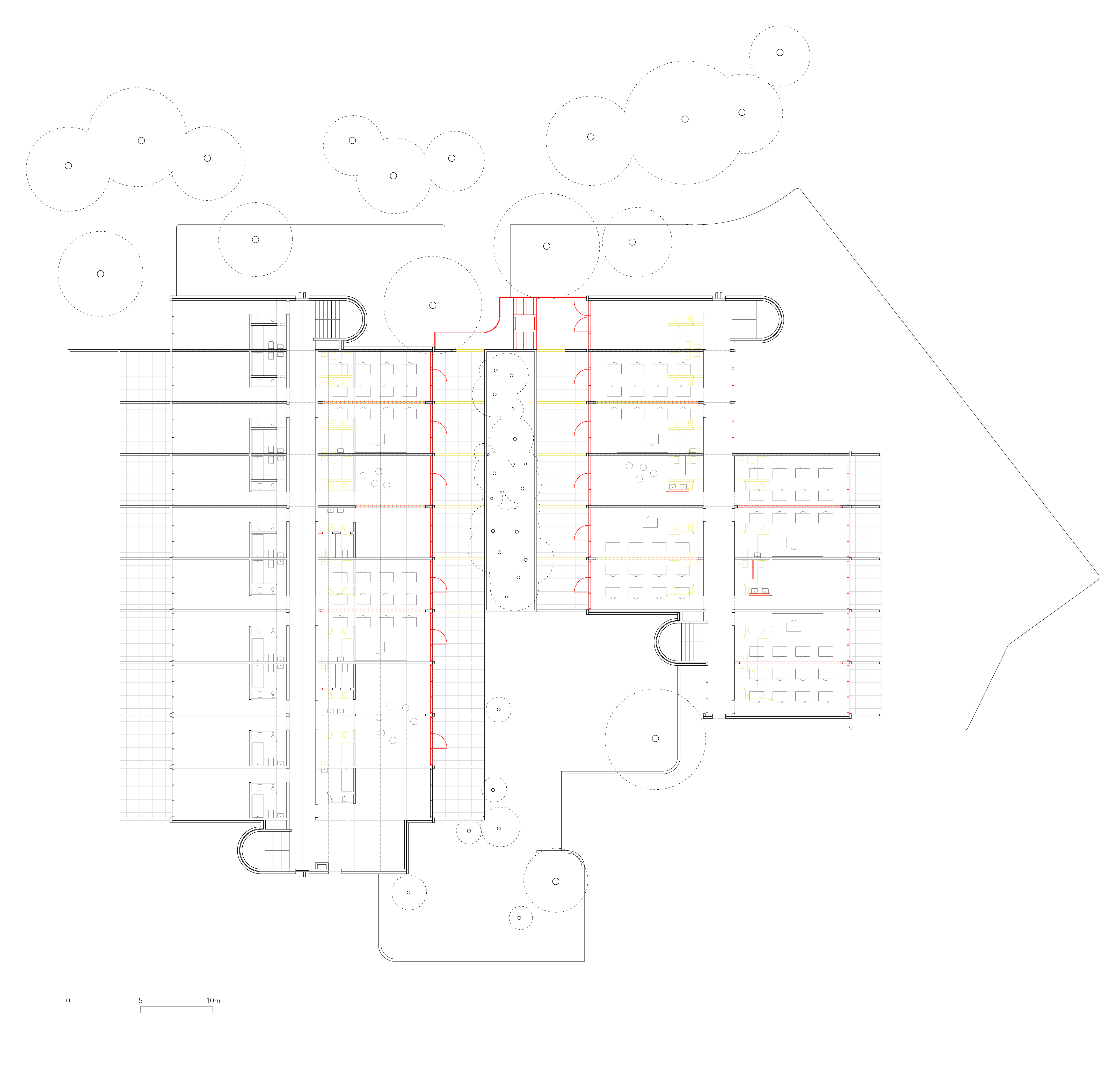 Floorplan. the domestic structure is overlayed with new purpose
